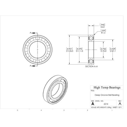 Picture of 70mm 6214 Deep Groove Open Ball Bearing