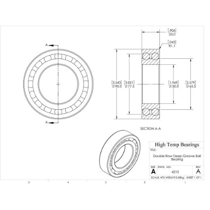 Picture of 50mm 4210 Double Row Ball Bearing