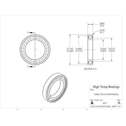 Picture of 85mm 6017 Deep Groove Open Ball Bearing