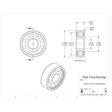 Picture of 12mm 6201 Deep Groove Open Ball Bearing