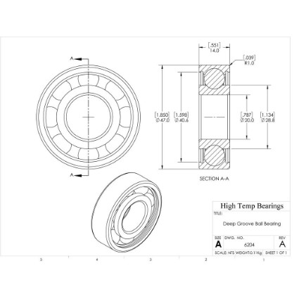 Picture of 20mm 6204 Deep Groove Open Ball Bearing