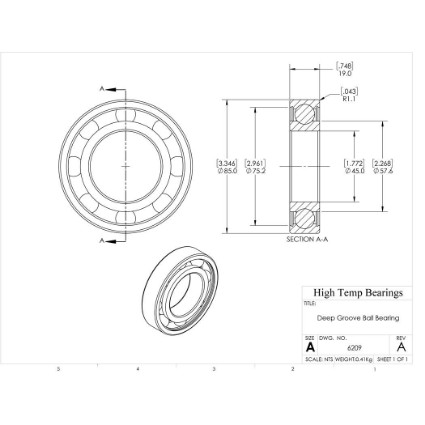Picture of 45mm 6209 Deep Groove Open Ball Bearing