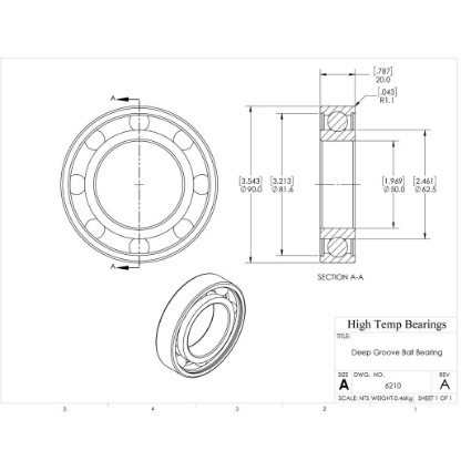 Picture of 50mm 6210 Deep Groove Open Ball Bearing