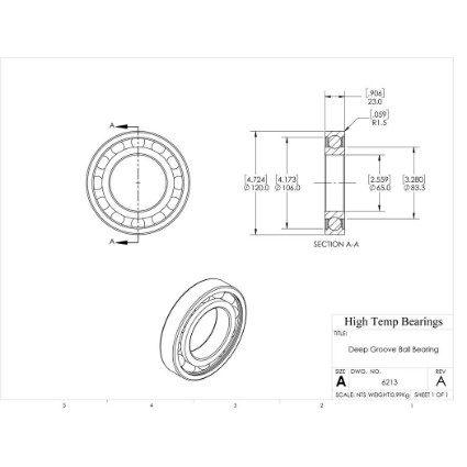 Picture of 65mm 6213 Deep Groove Open Ball Bearing