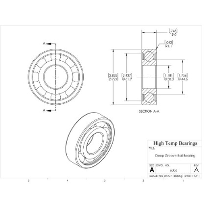 Picture of 30mm 6306 Deep Groove Open Ball Bearing