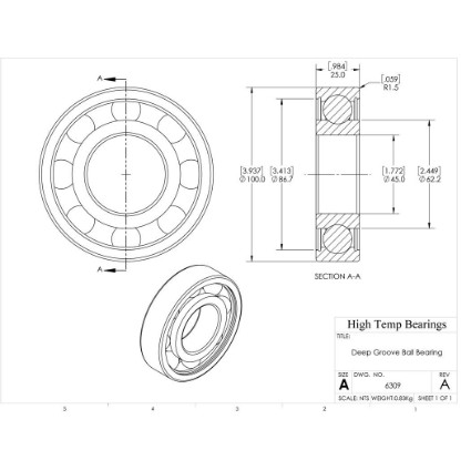 Picture of 45mm 6309 Deep Groove Open Ball Bearing