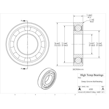 Picture of 100mm 6320 Deep Groove Open Ball Bearing