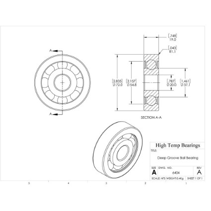 Picture of 20mm 6404 Deep Groove Open Ball Bearing