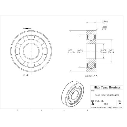 Picture of 40mm 6408 Deep Groove Open Ball Bearing
