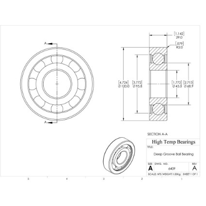 Picture of 45mm 6409 Deep Groove Open Ball Bearing