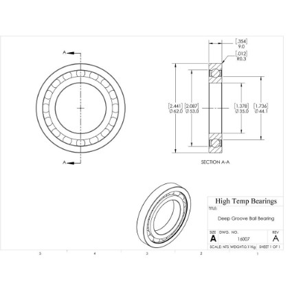 Picture of 35mm 16007 Deep Groove Open Ball Bearing