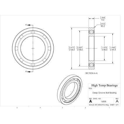 Picture of 40mm 16008 Deep Groove Open Ball Bearing