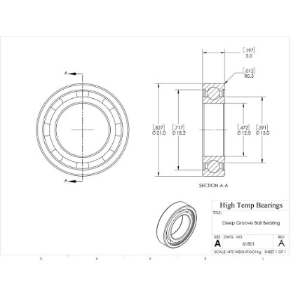 Picture of 12mm 61801 Deep Groove Open Ball Bearing