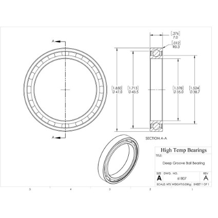 Picture of 35mm 61807 Deep Groove Open Ball Bearing