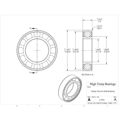 Picture of 17mm 61903 Deep Groove Open Ball Bearing