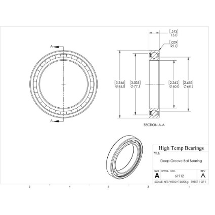 Picture of 60mm 61912 Deep Groove Open Ball Bearing