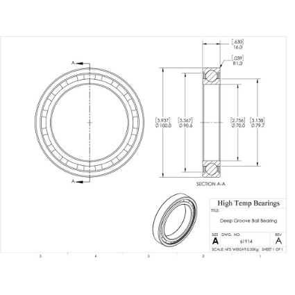 Picture of 70mm 61914 Deep Groove Open Ball Bearing