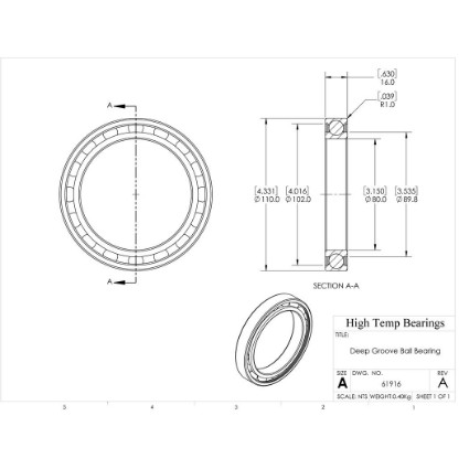 Picture of 80mm 61916 Deep Groove Open Ball Bearing