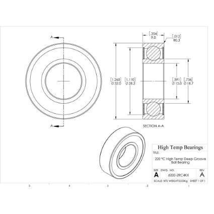 Picture of 15mm 6002 High Temperature 220 °C Sealed C4 Bearing