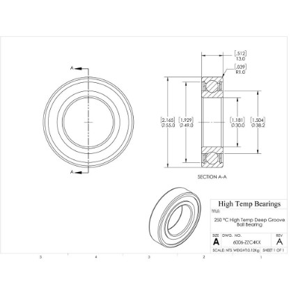 Picture of 30mm 6006 High Temperature 250 °C Shielded ZZ C4 Bearing