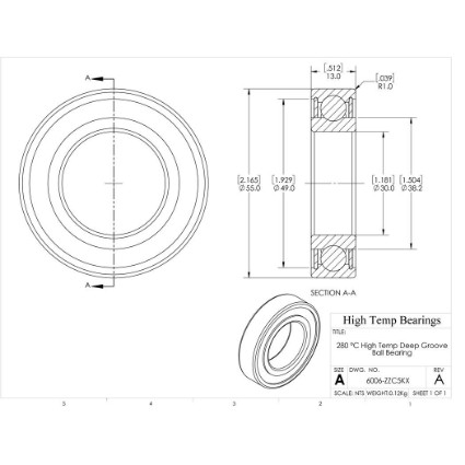 Picture of 30mm 6006 High Temperature 280 °C Shielded ZZ C5 Bearing
