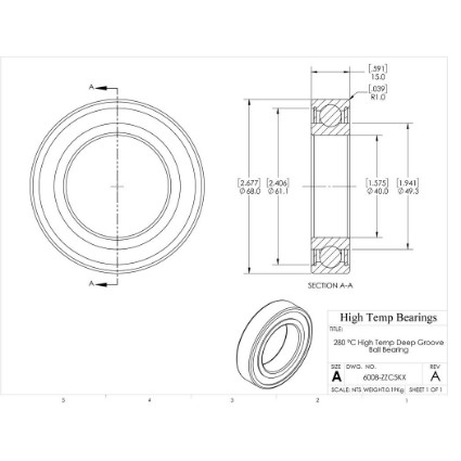 Picture of 40mm 6008 High Temperature 280 °C Shielded ZZ C5 Bearing