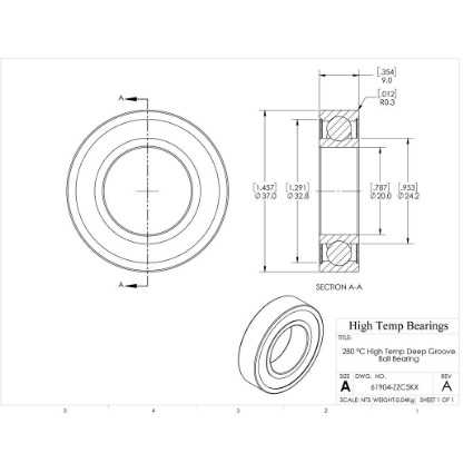 Picture of 20mm 61904 High Temperature 280 °C Shielded ZZ C5 Bearing