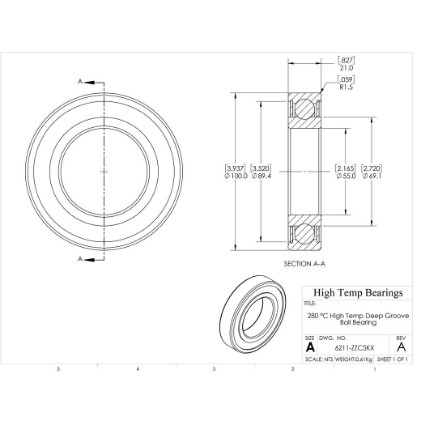 Picture of 55mm 6211 High Temperature 280 °C Shielded ZZ C5 Bearing