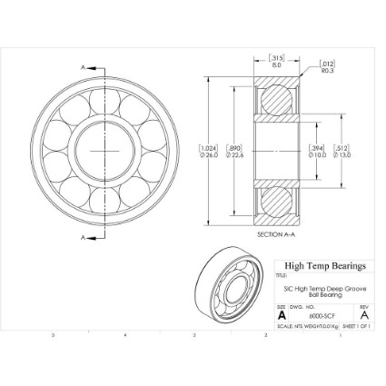Picture of 10mm 6000 High Temperature 1200 °C Ceramic Bearing