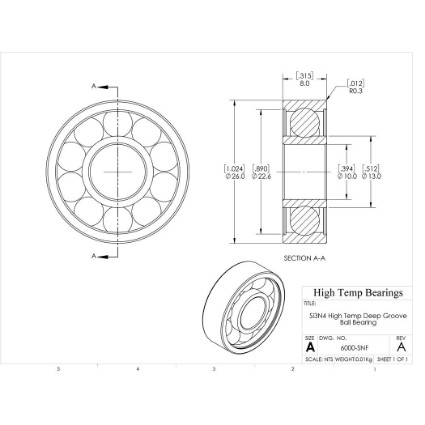 Picture of 10mm 6000 High Temperature 800 °C Ceramic Bearing