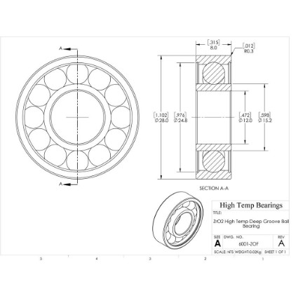Picture of 12mm 6001 High Temperature 400 °C Ceramic Bearing