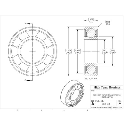 Picture of 20mm 6004 High Temperature 1200 °C Ceramic Bearing