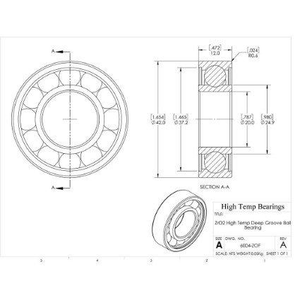 Picture of 20mm 6004 High Temperature 400 °C Ceramic Bearing