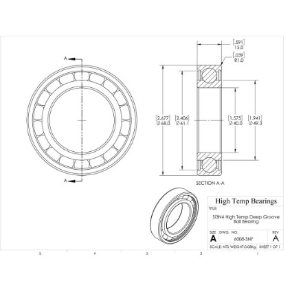 Picture of 40mm 6008 High Temperature 800 °C Ceramic Bearing