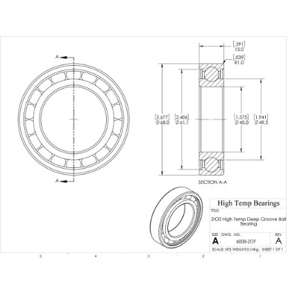 Picture of 40mm 6008 High Temperature 400 °C Ceramic Bearing