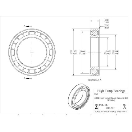 Picture of 50mm 6010 High Temperature 400 °C Ceramic Bearing