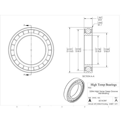 Picture of 70mm 6014 High Temperature 800 °C Ceramic Bearing