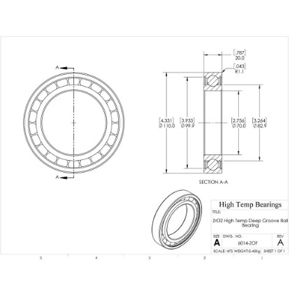 Picture of 70mm 6014 High Temperature 400 °C Ceramic Bearing
