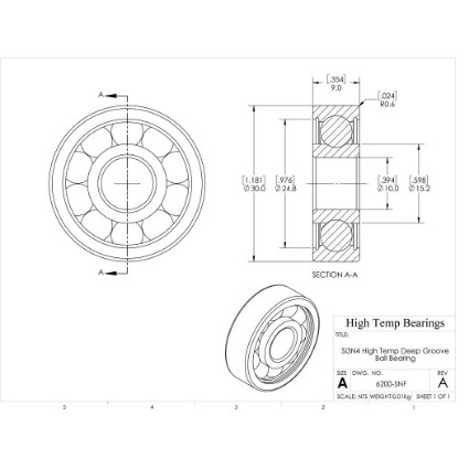 Picture of 10mm 6200 High Temperature 800 °C Ceramic Bearing