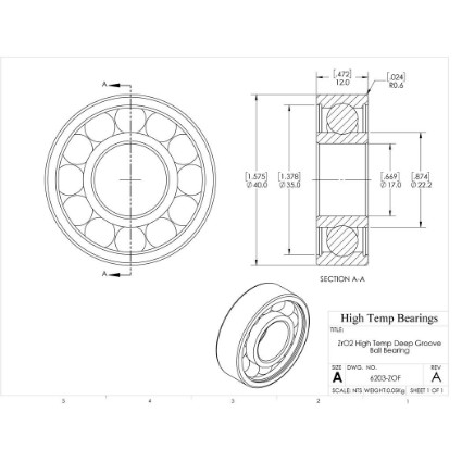 Picture of 17mm 6203 High Temperature 400 °C Ceramic Bearing