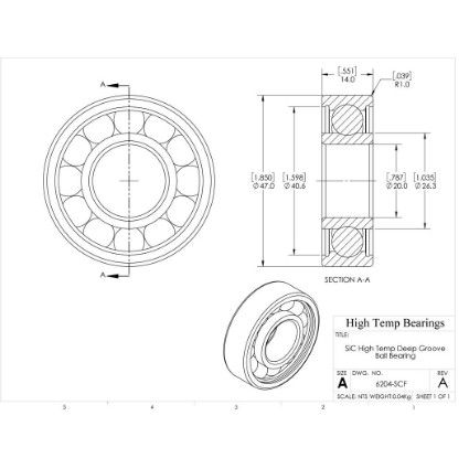 Picture of 20mm 6204 High Temperature 1200 °C Ceramic Bearing