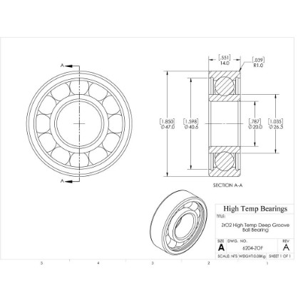 Picture of 20mm 6204 High Temperature 400 °C Ceramic Bearing
