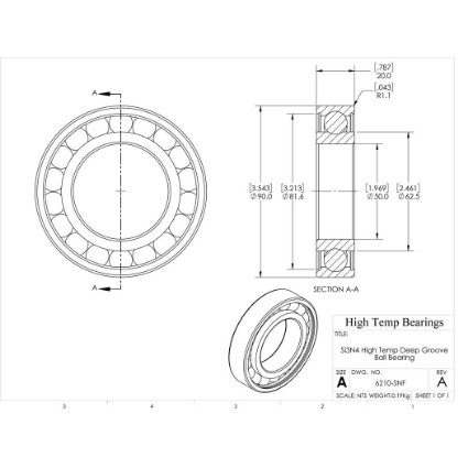 Picture of 50mm 6210 High Temperature 800 °C Ceramic Bearing