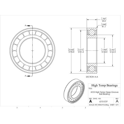 Picture of 50mm 6210 High Temperature 400 °C Ceramic Bearing