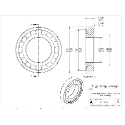 Picture of 65mm 6213 High Temperature 800 °C Ceramic Bearing