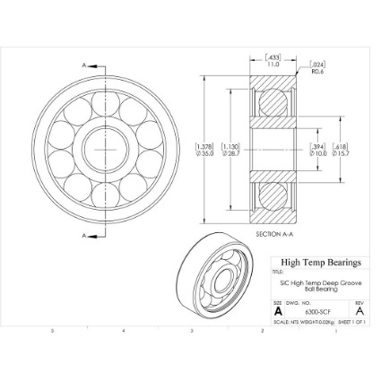 Picture of 10mm 6300 High Temperature 1200 °C Ceramic Bearing