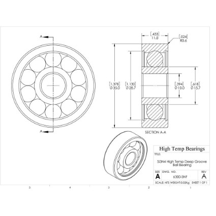 Picture of 10mm 6300 High Temperature 800 °C Ceramic Bearing