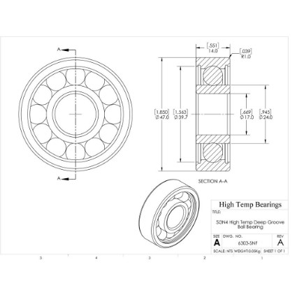 Picture of 17mm 6303 High Temperature 800 °C Ceramic Bearing
