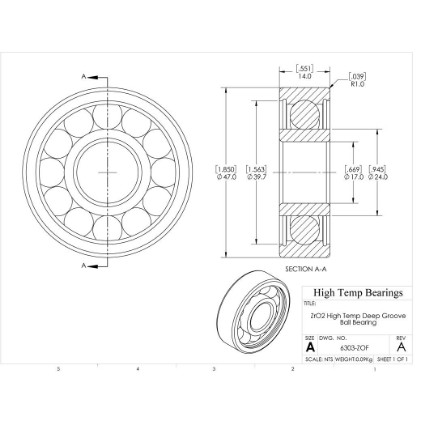 Picture of 17mm 6303 High Temperature 400 °C Ceramic Bearing