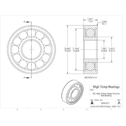 Picture of 20mm 6304 High Temperature 1200 °C Ceramic Bearing